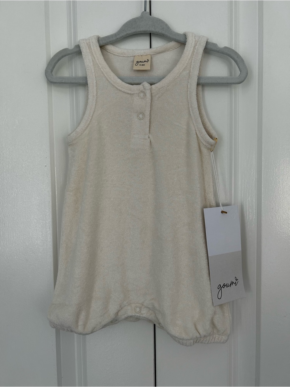 Goumi Kids Cloud Terry Romper 3-6 Months Off White One Piece Summer NWT